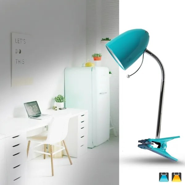 Aigostar - Lampada da tavolo con morsetto 1xE27/11W/230V blu/cromo
