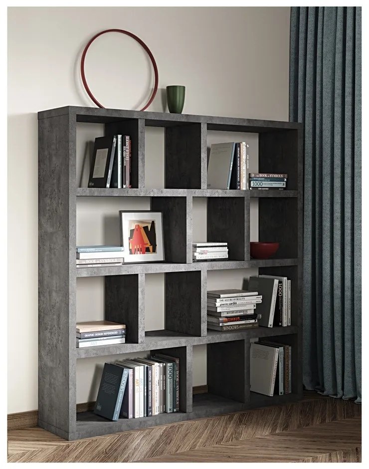 Libreria grigia effetto cemento 150x159 cm Berlin - TemaHome