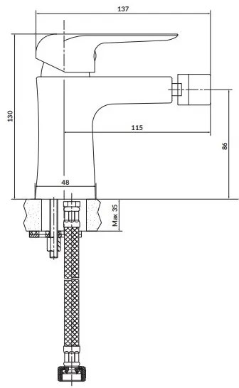 Cersanit S951-350 - Rubinetto del bidet CITY cromo lucido