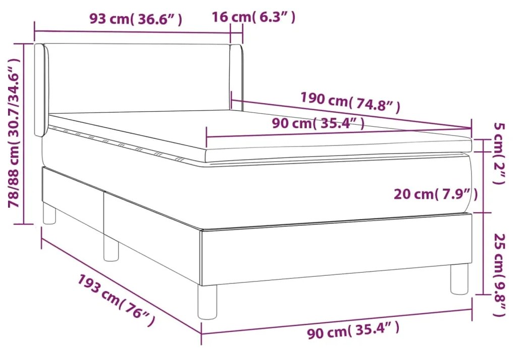 Giroletto a Molle con Materasso Tortora 90x190 cm in Tessuto