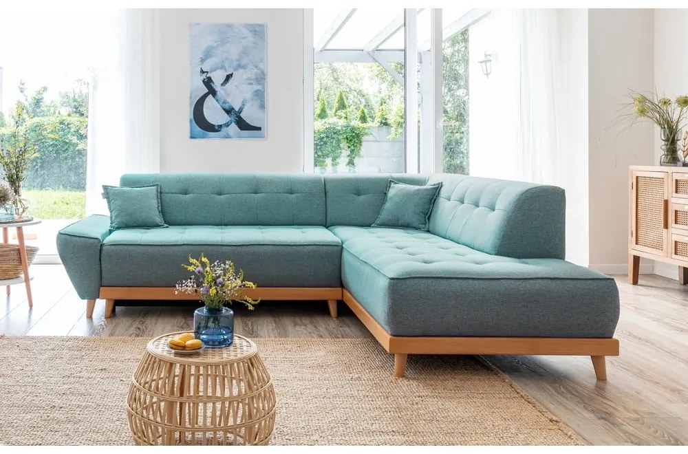 Divano letto angolare turchese (angolo destro) Dazzling Daisy - Miuform
