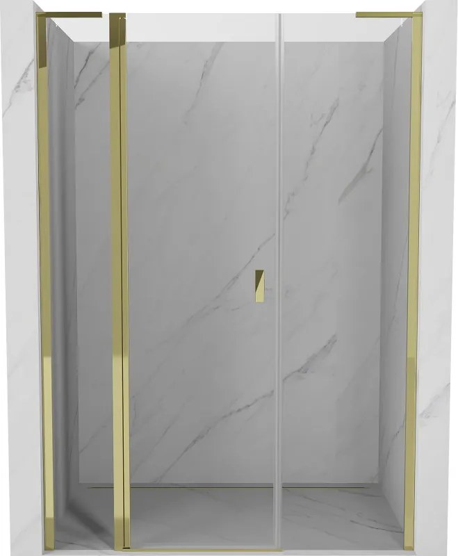 Mexen Mist L porta doccia battente 135 cm, trasparente, oro - 8A4L-135-001-50-00