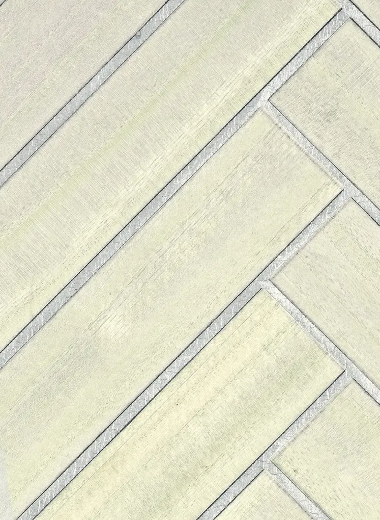 CMO Paris Tapete Bois Chevron - Blanc Argent