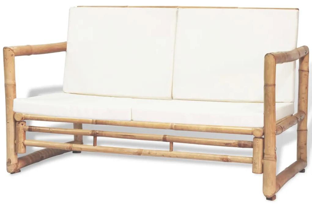 Set divani da giardino 4 pz con cuscini in bambù