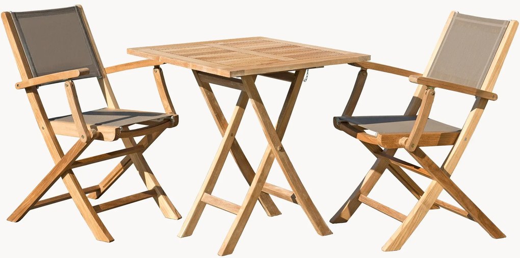 Set da giardino pieghevole in legno di teak Fun, set da 3