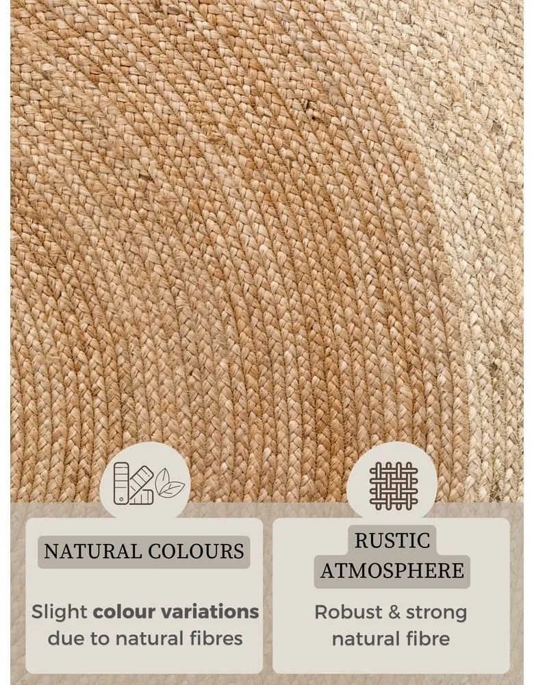 Tappeto rotondo di colore naturale in iuta reversibile e tessuto a mano ø 240 cm Jutta Gold – Hanse Home