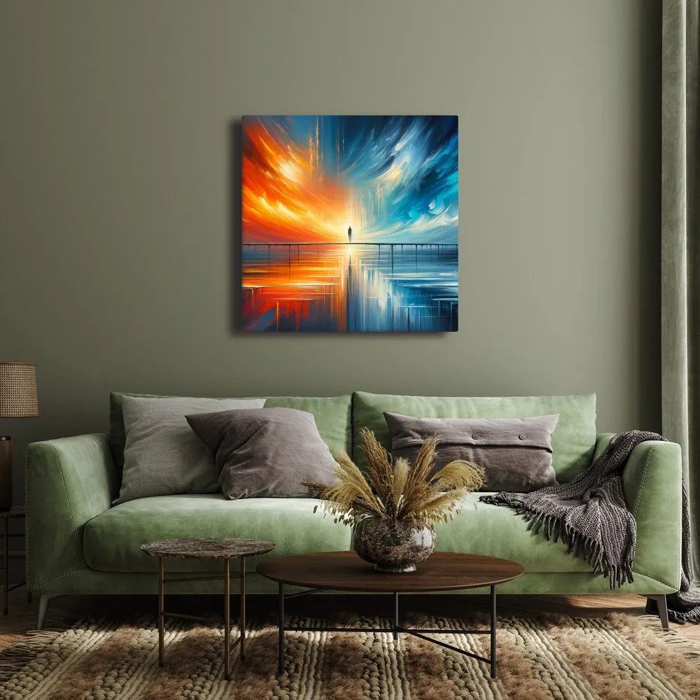Quadro su tela – Figura sul molo tra cielo e terra