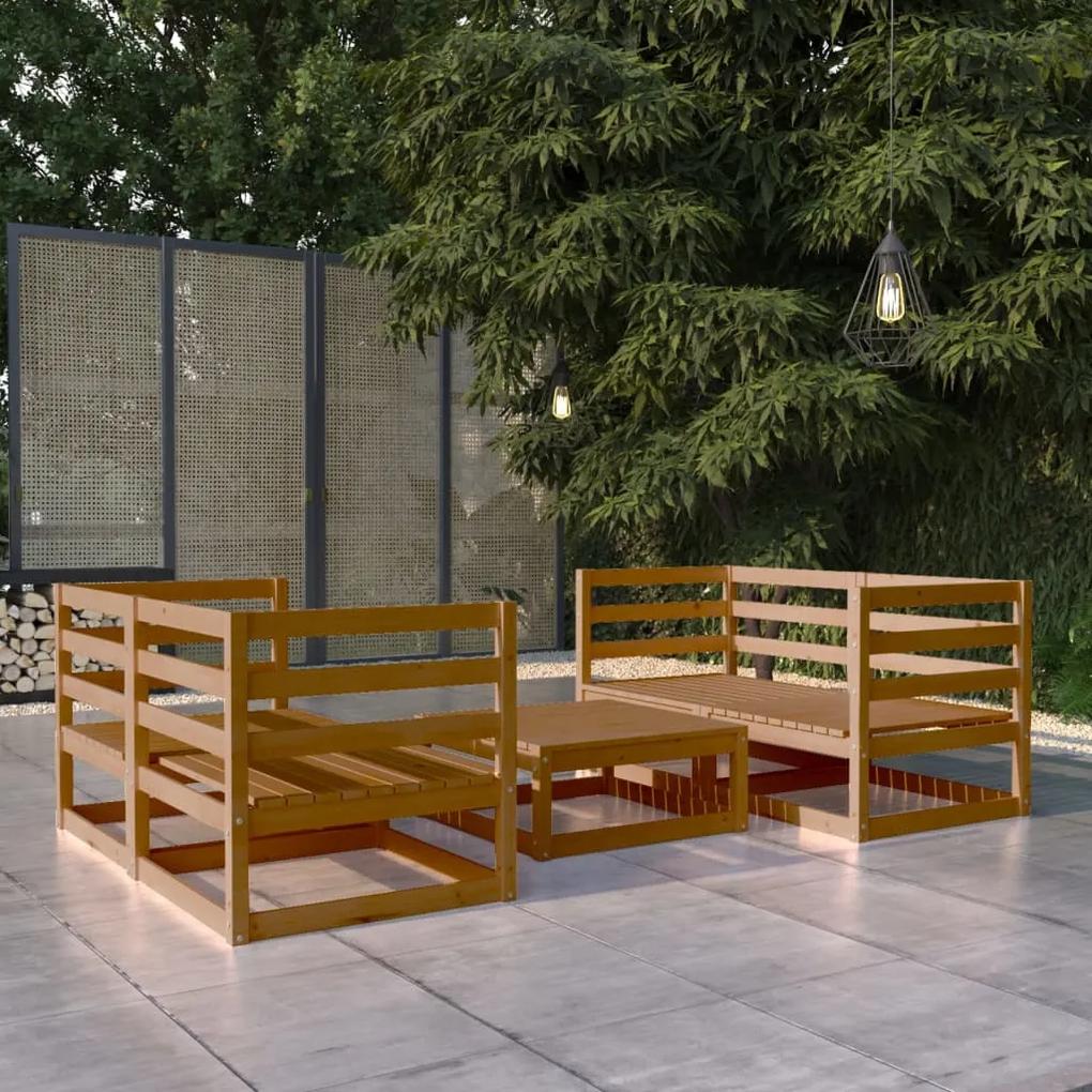 Set divani da giardino 5 pz miele in legno massello di pino