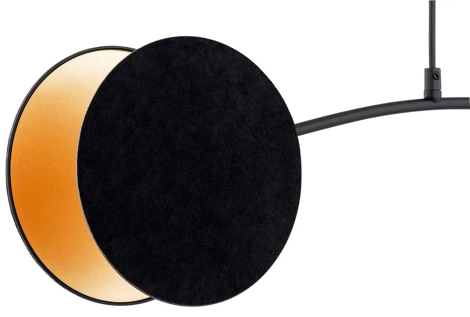 Lampadario a Sospensione MOTIF 2 In Acciaio e Tessuto 2xE27 Colore del corpo Nero e Oro
