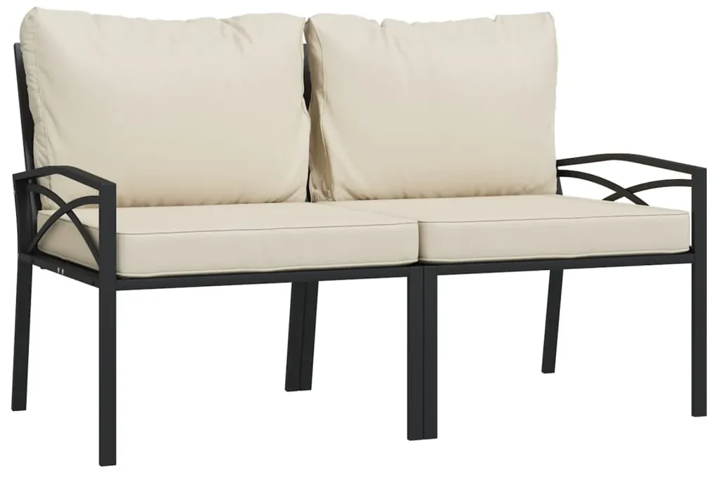Set salotto da giardino 6pz con cuscini sabbia in acciaio