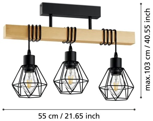 Eglo 44074 - Lampadario a plafone TOWNSHEND 3xE27/60W/230V - FSC certificato