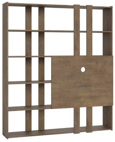 Libreria in legno Noce 178x204h cm con porta TV - KATO H