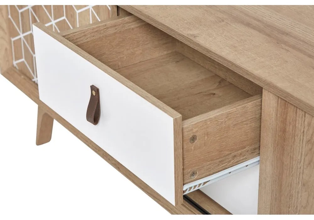 Cassettiera TV bianca e marrone Java - Marckeric