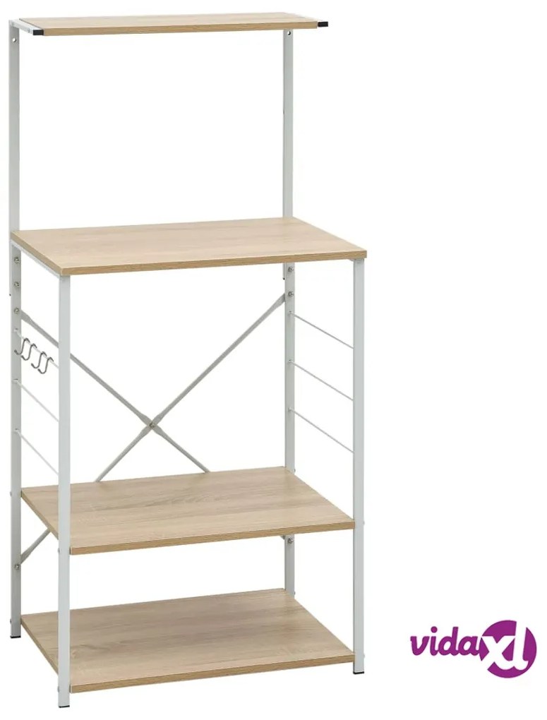 vidaXL Mobile Microonde Bianco Rovere 60x39,6x123cm Legno Multistrato
