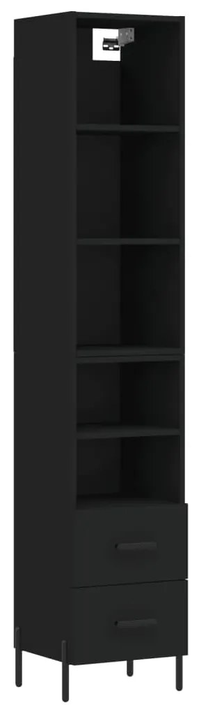 Credenza Nera 34,5x34x180 cm in Legno Multistrato