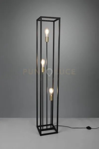 Vito piantana nera ed ottone anticato 3 luci h. 153cm attacco e27