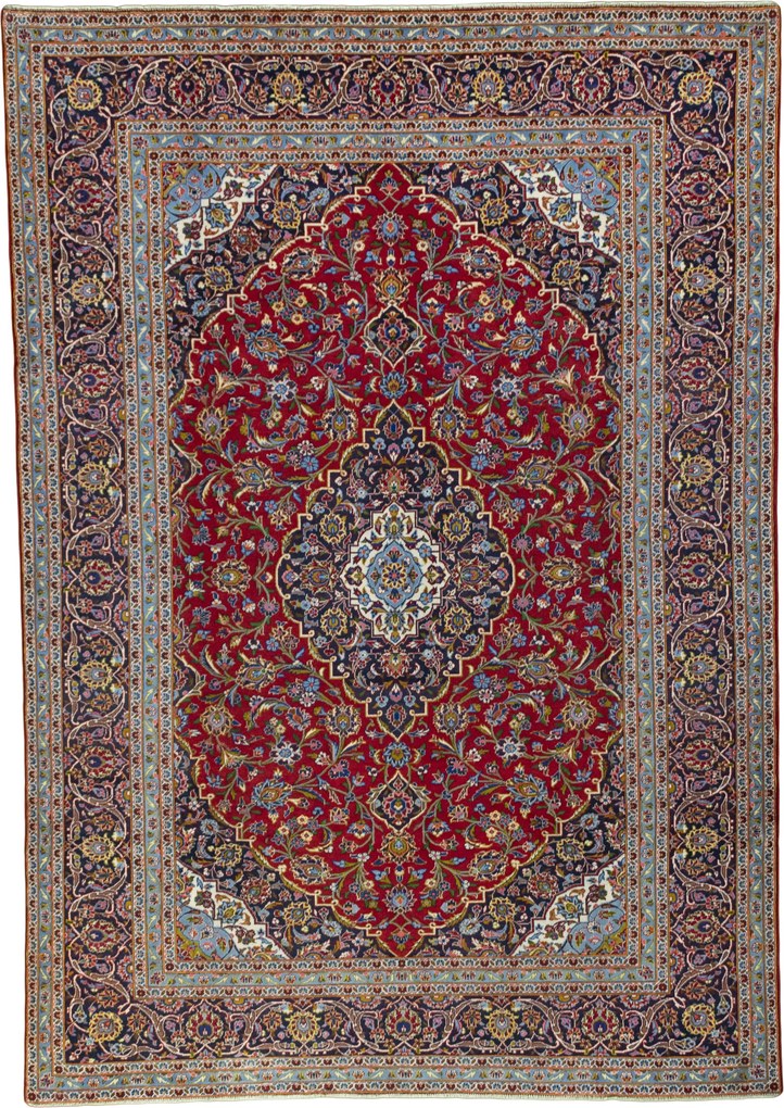 Kashan Tappeto persiano 350 x 240 Rosso (Iran) Annodato A Mano