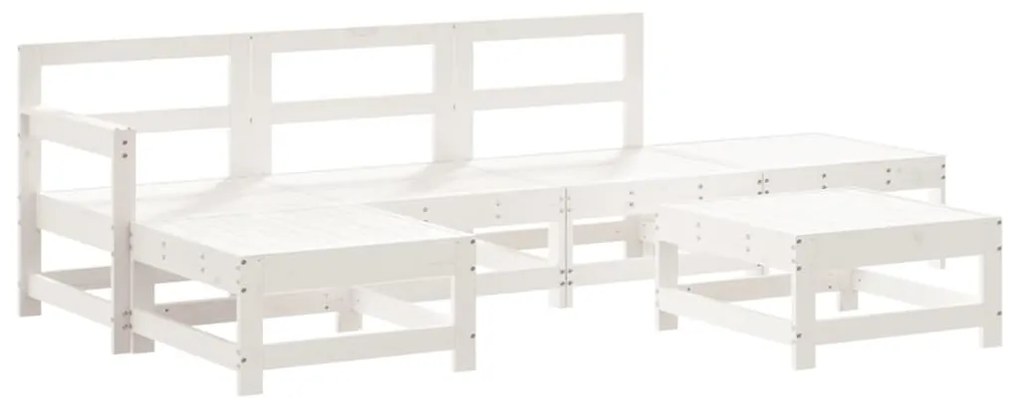 Set salotto da giardino 6 pz bianco in legno massello di pino