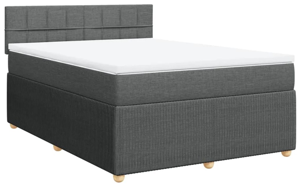 Giroletto a molle con materasso grigio scuro 140x190 cm tessuto
