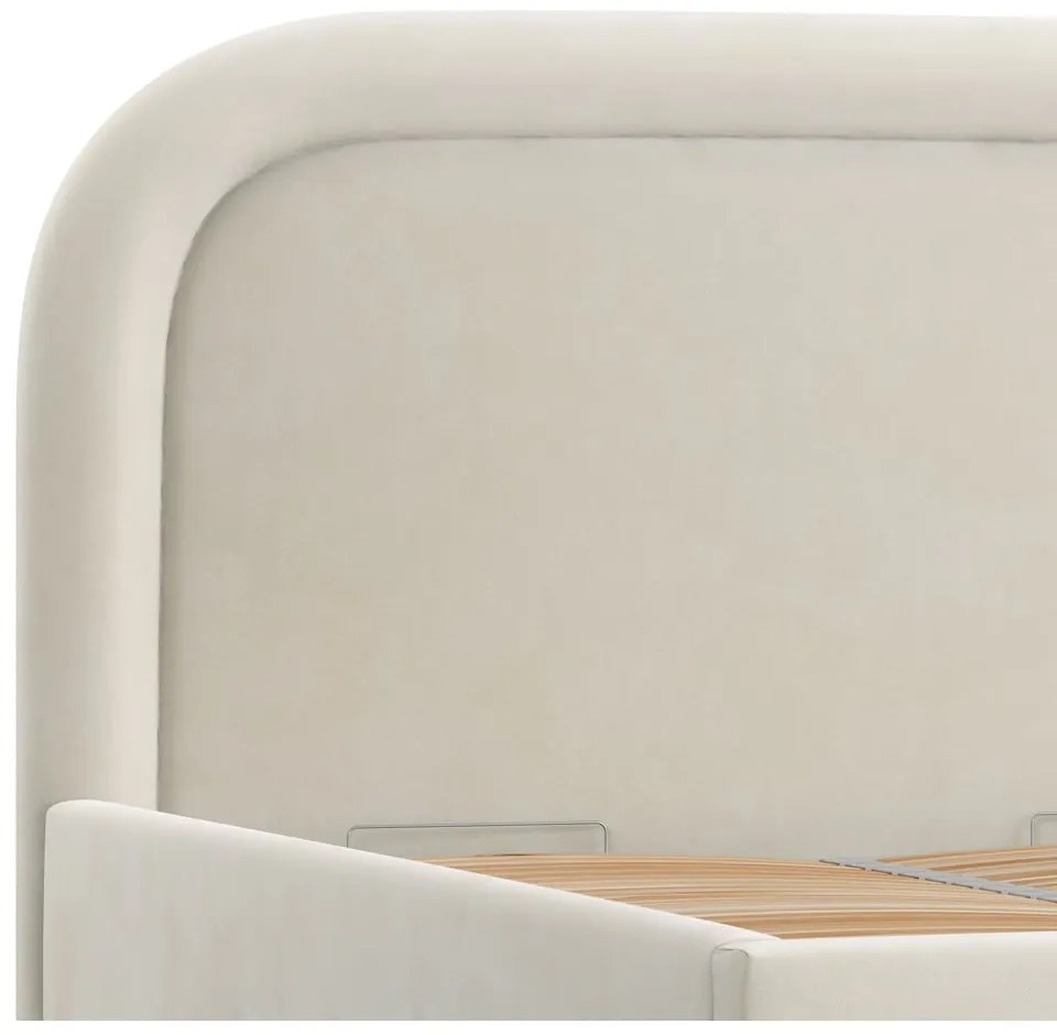 Letto matrimoniale imbottito crema con spazio contenitivo e rete 160x200 cm Mija - Maison de Rêve