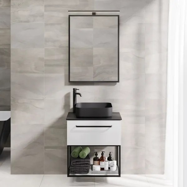 Specchio da bagno BORGSTED 60x80 cm nero