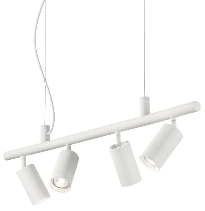 Lampadario Moderna Dynamite Metallo Bianco 4 Luci Gu10 7W 3000K Luce Calda