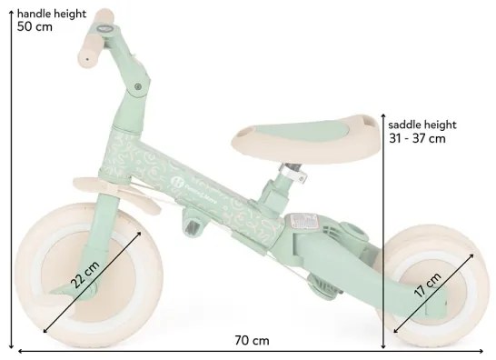 PETITE&MARS - Triciclo 5 in 1 per bambini TURBO LIMITED Verde Twist