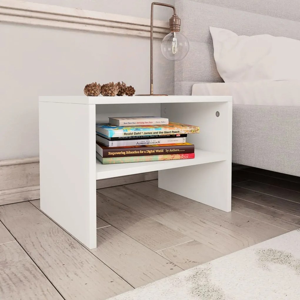 Comodino Bianco 40x30x30 Cm Legno Ingegnerizzato /