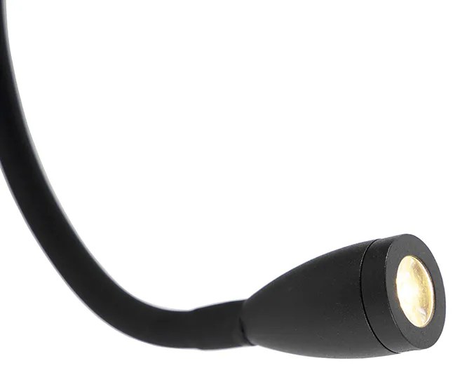 Applique moderna nera con USB e braccio flessibile - Flero