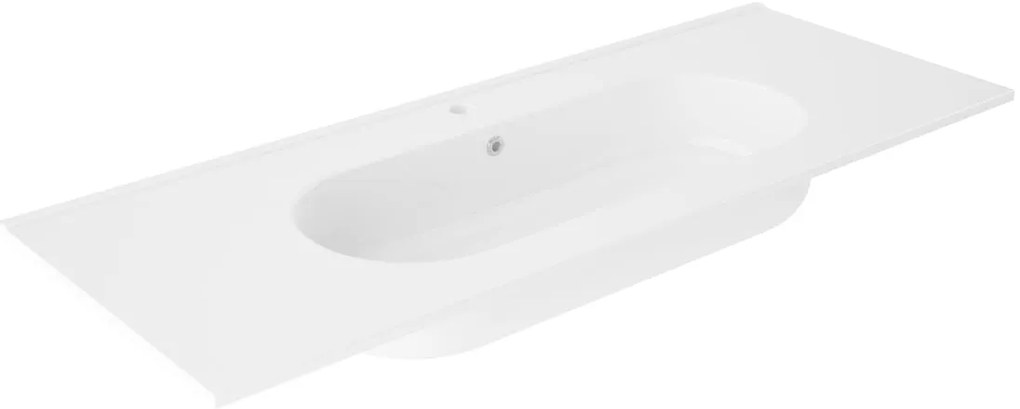 Lavabo a incasso rettangolare vasca centrale Ada L 121 x H 18 x P 46 cm in ceramica bianco lucido