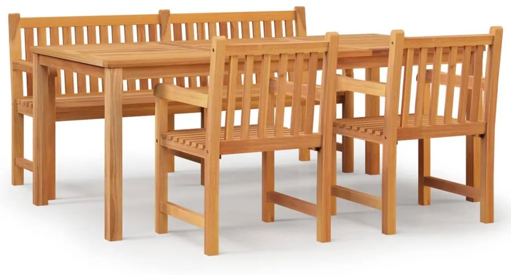 Set da pranzo per giardino 4 pz in legno massello di teak