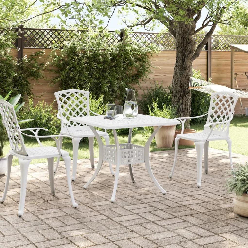 Tavolo da giardino bianco 80x80x75 cm in alluminio pressofuso
