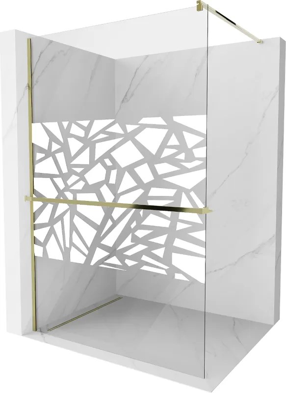 Mexen Kioto+ parete doccia con ripiano Walk-in 90 x 200 cm, motivo bianco, oro - 800-090-121-50-85