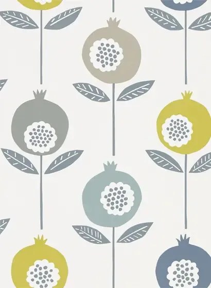 Scion Carta da parati Pepino - Limeade/ Hemp/ Glacier