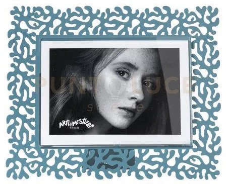 Portafoto di design corallo grande orizzontale blu oltremare in fer...