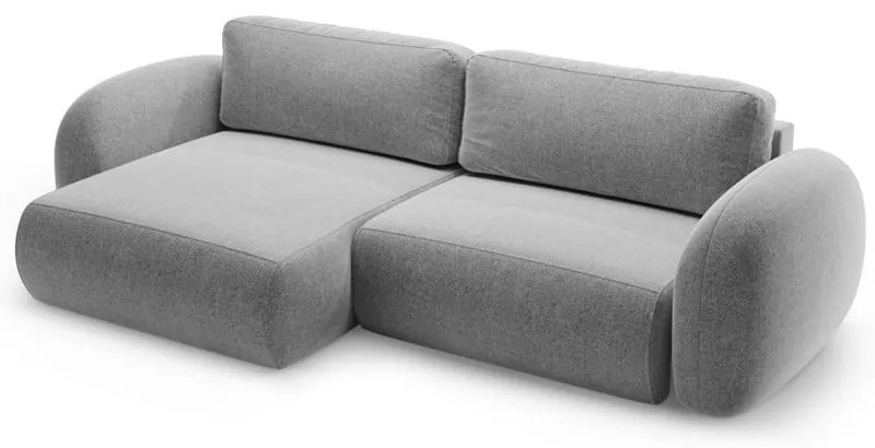 Divano angolare grigio chiaro allungabile/con contenitore con rivestimento in ciniglia Tonale – Cosmopolitan Design