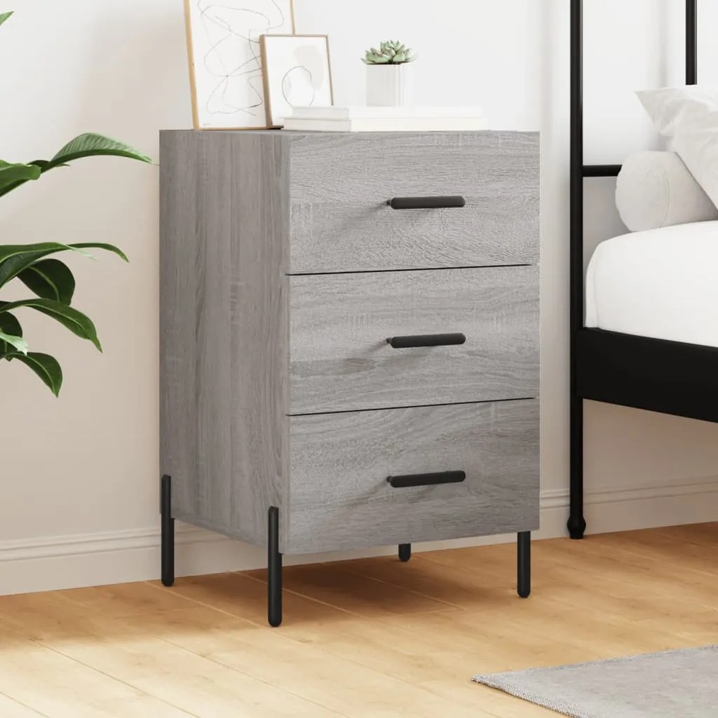 Comodino Grigio Sonoma 40x40x66 Cm İn Legno Multistrato /