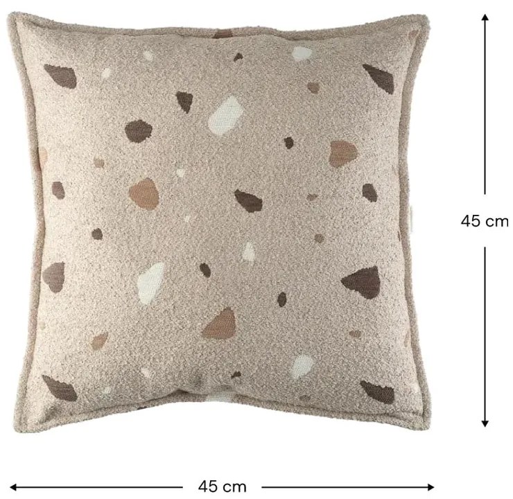 Cuscino per divano da bambini marrone chiaro con rivestimento in bouclé e ciniglia Terrazzo Block – Wigiwama