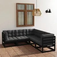 Set Divani da Giardino 5 pz con Cuscini Legno Massello di Pino 3076548