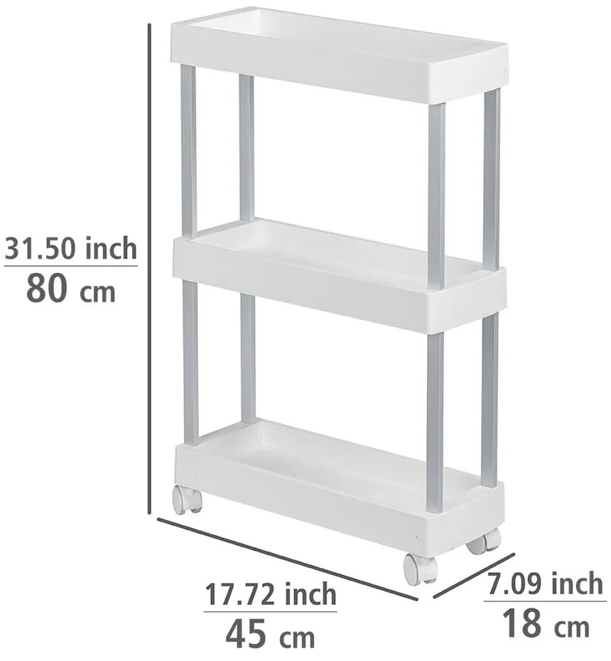 Scaffale mobile in plastica bianca 45x80 cm Mino - Wenko