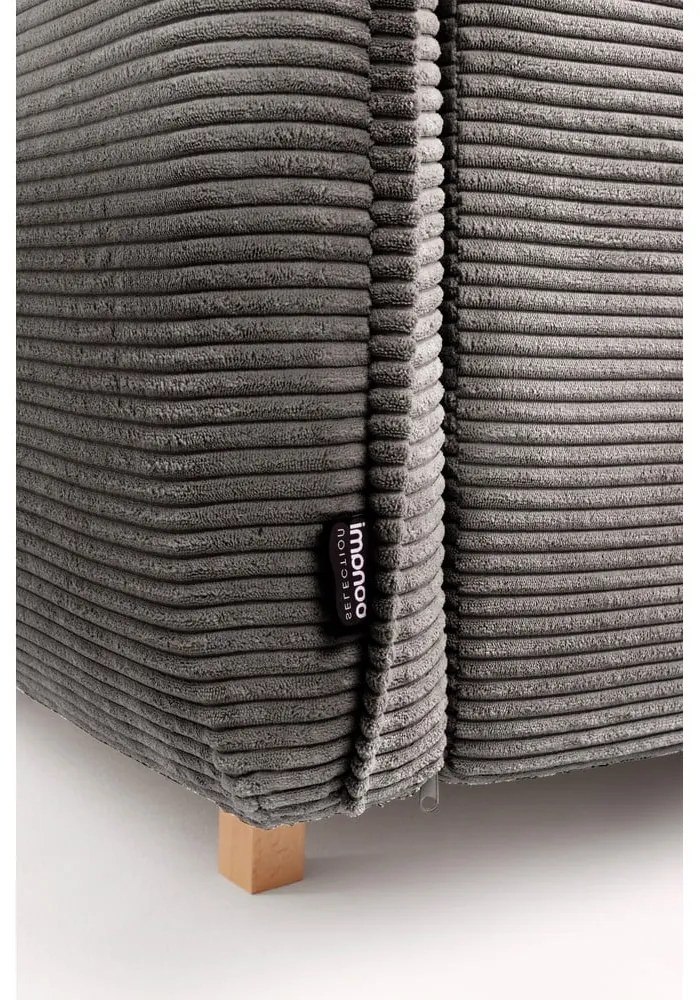 Divano angolare grigio allungabile (con penisola a destra/a forma di "U") con rivestimento in velluto a coste Tori – Bonami Selection