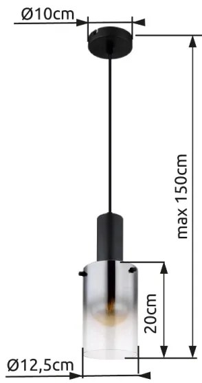 Globo 15907H - Lampadario a sospensione con filo FLORENTINA 1xE27/40W/230V diametro 12,5 cm nero
