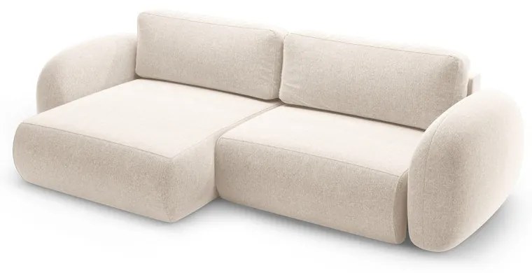 Divano angolare color crema allungabile/con contenitore con rivestimento in ciniglia Tonale – Cosmopolitan Design