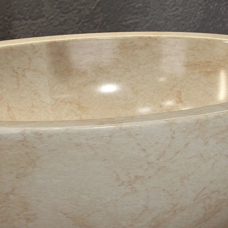 Lavabo bagno design ovale in marmo beige 45cm | Litos-LEC40 - KAMALU