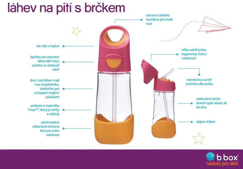 Bottiglia con cannuccia 600 ml – color pesca