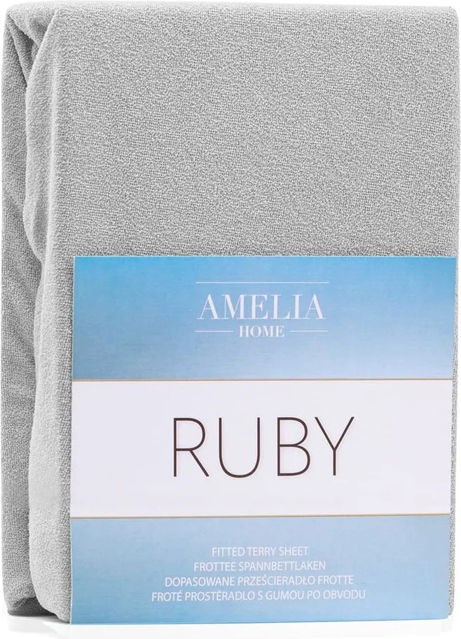 Lenzuolo con angoli grigio chiaro in terry 140x200 cm Ruby – Restilo