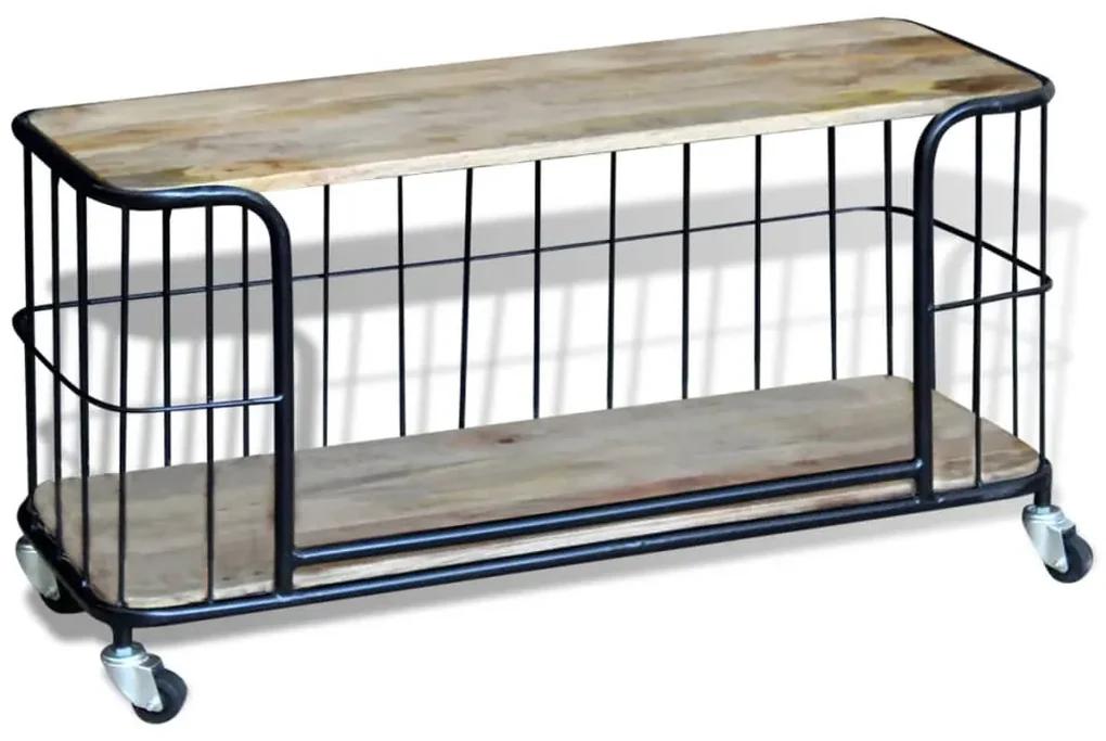 Mobile porta tv in solido legno di mango 100x40x45 cm