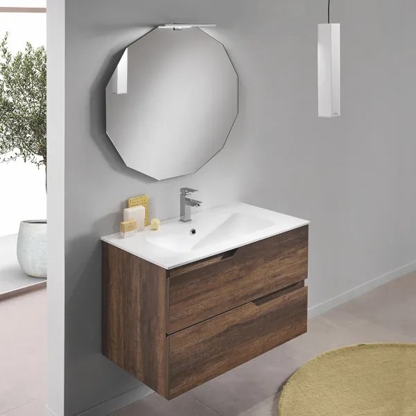 Mobile bagno sospeso moderno BORA base 2 cassetti 80 cm e lavabo TEK