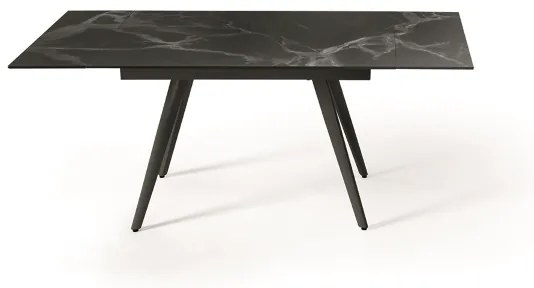 Tavolo con piano effetto Marmo Nero base metallo allungabile fino a 180 cm ORESTE