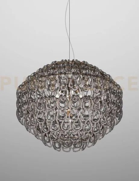 Giogali sospensione 85 cristallo fume' e bronzo opaco 5 luci attacc...